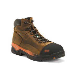 TIMBERLAND Brown Men's Nubuck Leather Pro Composite Toe Waterproof Work Boots